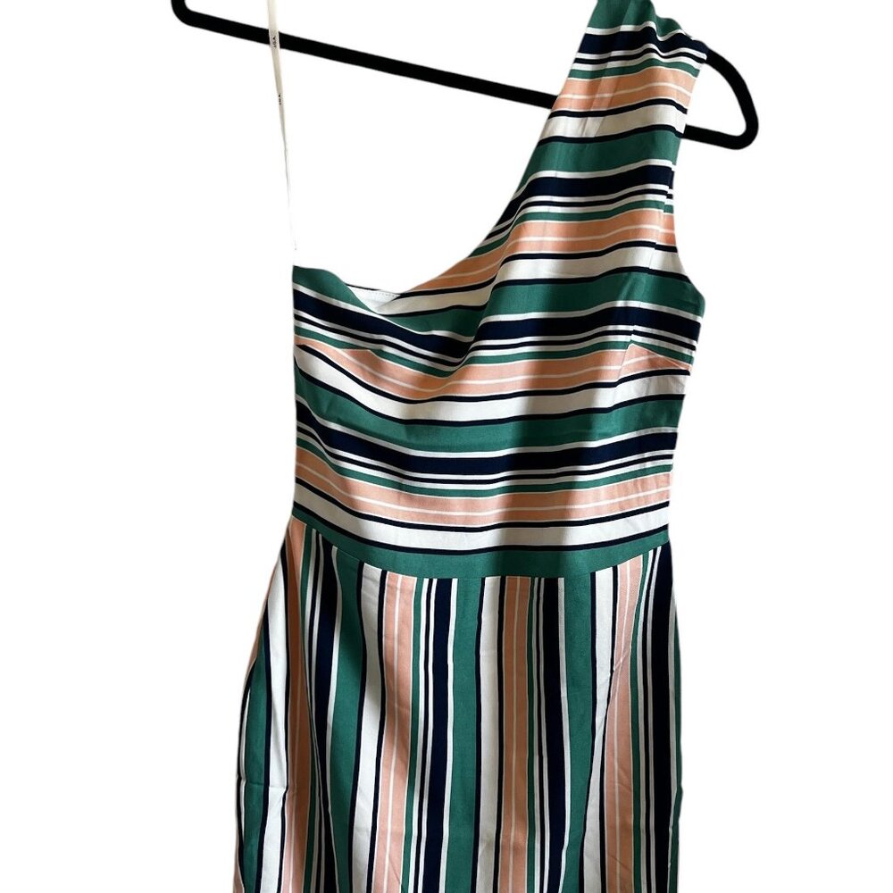 J.O.A. One Shoulder Green Striped Dress